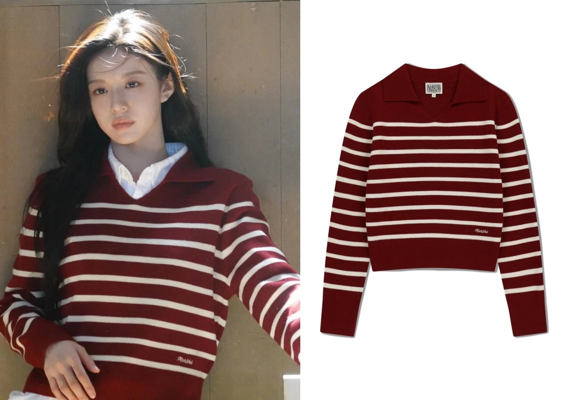 此外,我們還非常推薦高允貞私服中的這件針織上衣,其開領的設計,可延伸脖子的線條,加上紅色的配色,能為秋冬注入一股暖意之餘,還可以增添好氣色。