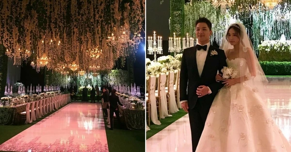 太陽、閔孝琳結婚照片曝光!垂吊浪漫玫瑰、法國皇冠和夢幻婚紗讓賓客都感到幸福滿分
