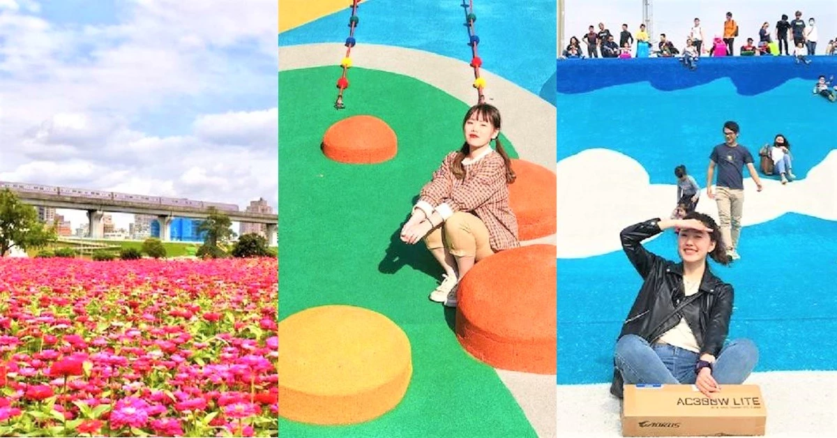 假日不要一直宅在家！新北大都會公園限定花海開跑，7米高「瀑布滑草場」免費讓你白天滑到天黑