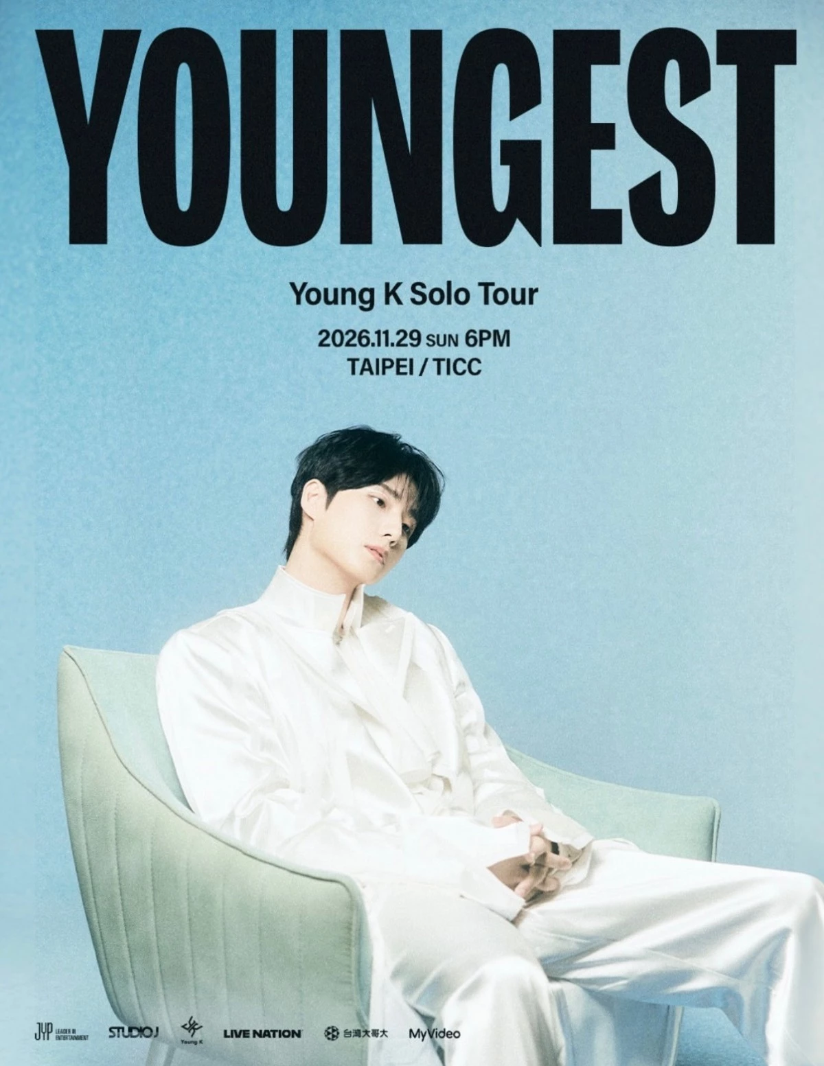 2015 年隨 DAY6 出道的 Young K，在團體中擔任貝斯手與主唱，並參與大量歌曲詞曲創作，以穩定唱功與細膩文字感被樂迷喜愛，2021 年推出首張個人迷你專輯《Eternal》正式 solo 出道，今年再發行第二張正規專輯《YOUNGEST》，展現更完整的創作能量。這次「YOUNGEST」台北站將是 Young K 個人巡演首度登台，對 My Day 來說相當有紀念性。