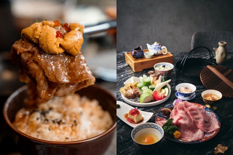 主角是日本直送的A5和牛、宮崎牛，搭配北海道海膽、干貝與台灣越光米，甜鹹交錯的醬汁讓油花與蛋香交融得近乎完美。