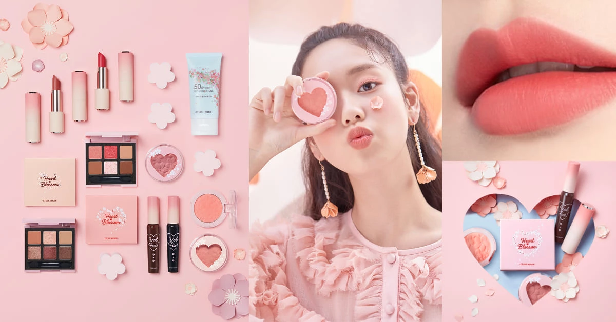 打造「獵男約會妝」這樣化!Etude House微熱櫻花系列,漸層花瓣唇、棉花糖粉撲一秒征服對方