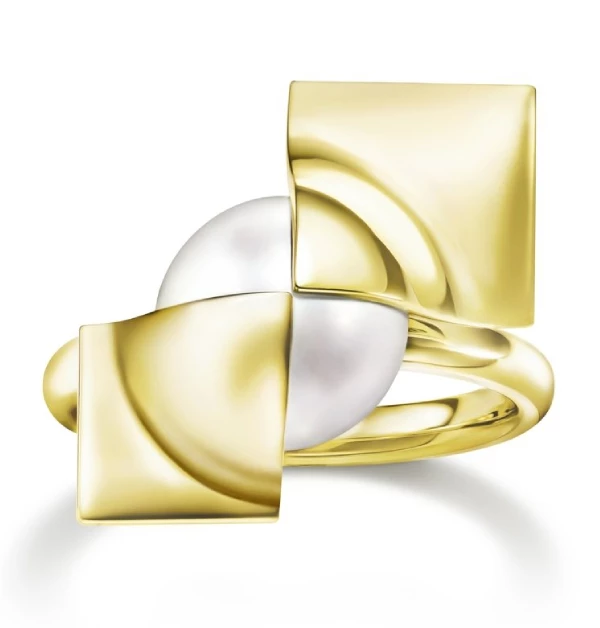 Tasaki「Square Leaf」18K黃金珍珠戒指,NTD 130,000