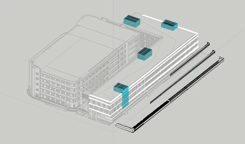 「光」成為此次設計的一大重點。隨時間流轉，光線在立面上的變化化為另一幅景緻。當夜幕低垂，照明成為結構的一部分——垂直的光盒子與水平的帶狀光牆交織成節奏感強烈的港口呼吸。這些光影呼應著遠方起重機的輪廓與海面的反光，如潮起潮落般映照城市的生命力。這座大樓的重生，也象徵著基隆港城市更新脈絡的嶄新篇章，讓舊有的海港建築與這座港都重新展開對話。
