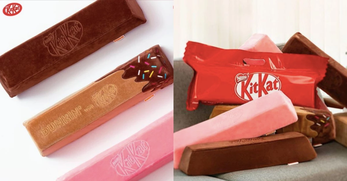 韓國Dunkin'與KITKAT推出「巨大巧克力」抱枕!3種口味神還原,零熱量又療癒