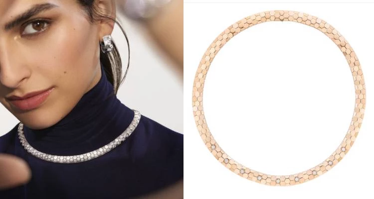 Chaumet「Bee」珠寶系列,以自然主義為靈感,透過現代手法重新演繹蜜蜂與蜂巢圖騰。系列巧妙結合幾何蜂巢造型與生動具象的蜜蜂元素,呈現俏皮中帶著優雅的設計美感。