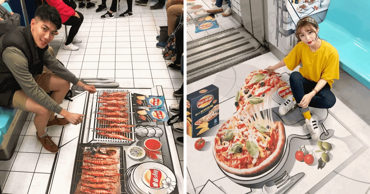 台北捷運真的超精彩！板南線出現美食場景 搭個車也能拍烤肉、吃牽絲披薩的網美照