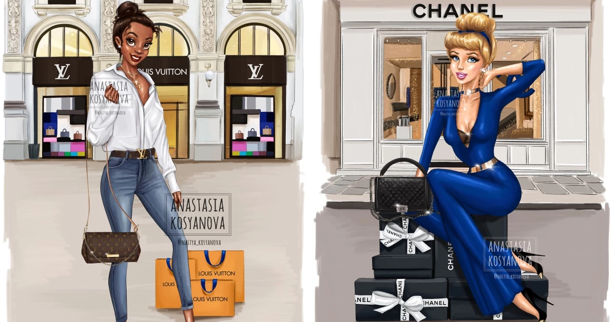 當迪士尼公主穿上名牌!LV、Chanel取代公主服太時尚啦