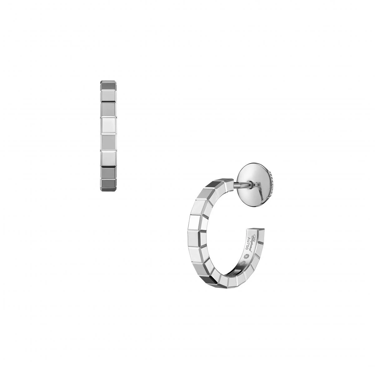 蕭邦 Chopard Ice Cube 耳環,以倫理18K白金打造,靈感來自微小的冰塊。
