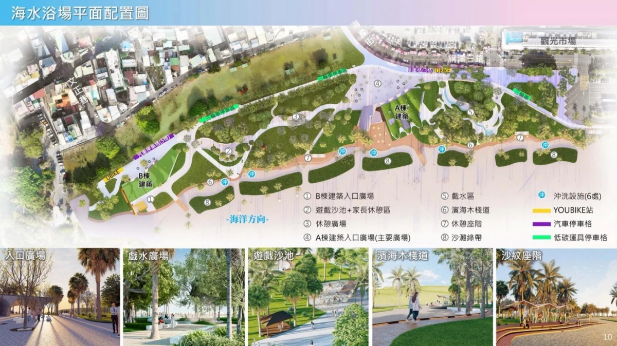 工程預計於 2026 年底完工，屆時將串聯貝殼館、海珍珠、海岸公園、風車公園等旗津熱門景點，形成完整且順暢的港灣觀光廊帶。旅客可沿著海岸步行、騎乘自行車，或搭乘三輪慢車漫遊旗津，感受港灣風光與海洋魅力。未來，全新「旗津海水浴場」不僅將成為高雄嶄新的濱海休憩空間，也可望成為繼愛河灣、駁二藝術特區後，高雄港灣觀光的重要新地標。