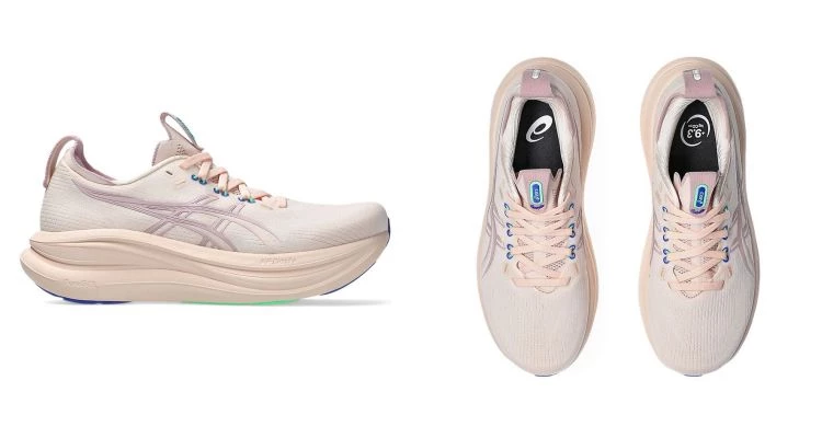 Asics Gel-Nimbus 28以輕量化中底為核心,兼顧柔軟回彈與長時間穿著的舒適度。幾何式中底結構在跑動時提供穩定支撐,彈性針織鞋面搭配動態鞋帶孔設計,帶來貼合不壓迫的包覆感,是機能與日常實穿度都很高的一雙粉色跑鞋。