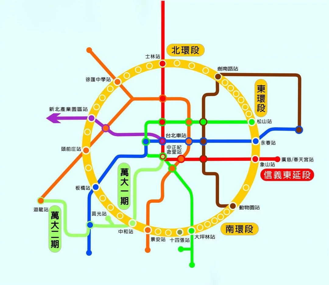 未來,廣慈/奉天宮站將串連台北捷運環狀線「東環段」。東環段全長約 13.25 公里,規劃設置 10 座車站,路線將行經中山、內湖、松山、信義及文山等行政區,並可轉乘文湖線、松山新店線、板南線及淡水信義線,強化紅、藍、綠線之間的轉乘效率。全線預計於 2032 年完工,屆時內湖至士林車程可縮短至約 11 分鐘,內湖至象山約 14 分鐘,進一步提升台北都會區整體交通效率。