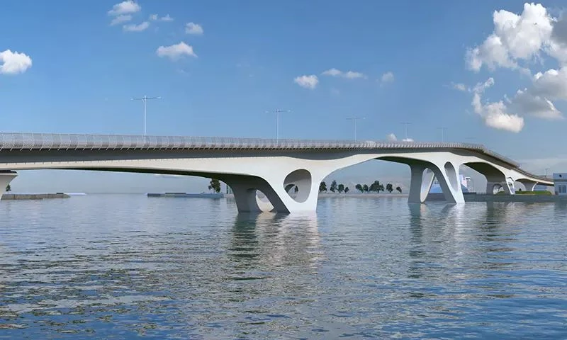 在設計上,安平漁港跨港大橋融入台南台江國家公園之元素,轉譯「台江候鳥」之意象,將這座大橋結合獨特的生態與地景文化,整體視覺設計如候鳥飛翔般輕盈,線條流暢。大橋總長 1,010 公尺,橋面連同側道總寬 32 公尺,設計採用景觀橋風格。橋面除了具備人行道與觀景平台外,還將設置夜間光雕照明設備,預計成為結合生態意象與夜間美學的打卡新地標。