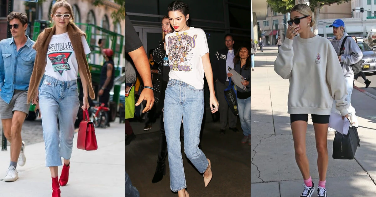 超模Kendall Jenner、小賈老婆Hailey都這樣穿!BM女孩最愛的復古穿搭,一件T恤給你5種不同造型!