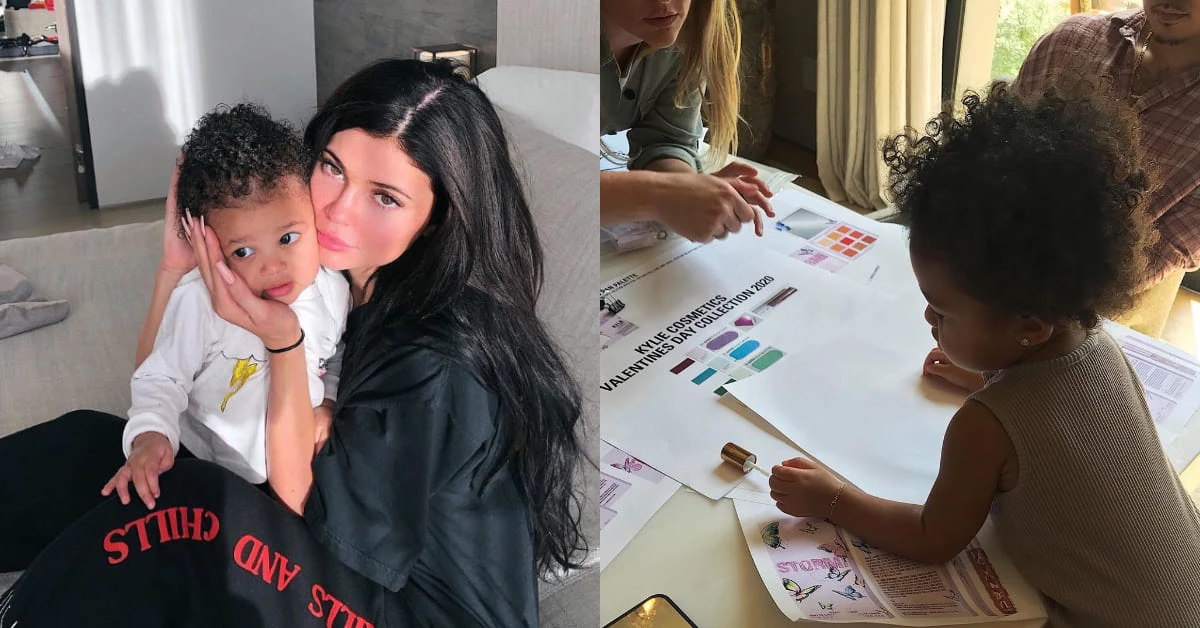 最強網紅Kylie Jenner與僅1歲的女兒推情人節彩妝!年紀小小就能當設計師實在太狂了