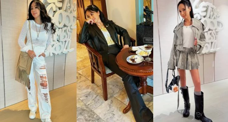性格單品的個性加持,也是關穎減齡穿搭中不可或缺的一環。像是:搖滾感十足的T-Shirt、帶點不羈態度的破損牛仔褲,或是若隱若現的網眼透膚上衣,以及帥氣俐落的皮衣、皮褲…都能為整體造型注入鮮明個性。