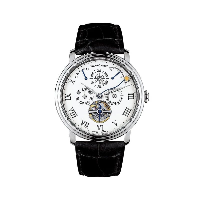Blancpain 寶珀的 Villeret Running Equation 腕錶，於2004年首次推出，配備萬年曆、用以顯示均時差的獨立分針，以及持續顯示時間的運行等式裝置。