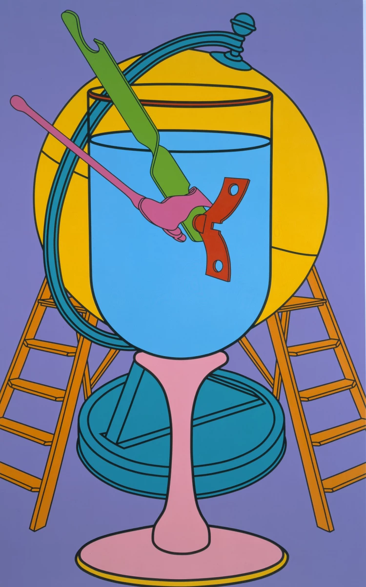 麥可.克雷格-馬丁《無題(酒杯)》,2000,壓克力彩、畫布,289.6 × 177.8 cm © Michael Craig-Martin. 藝術家版權所有,圖片提供:藝術家與高古軒