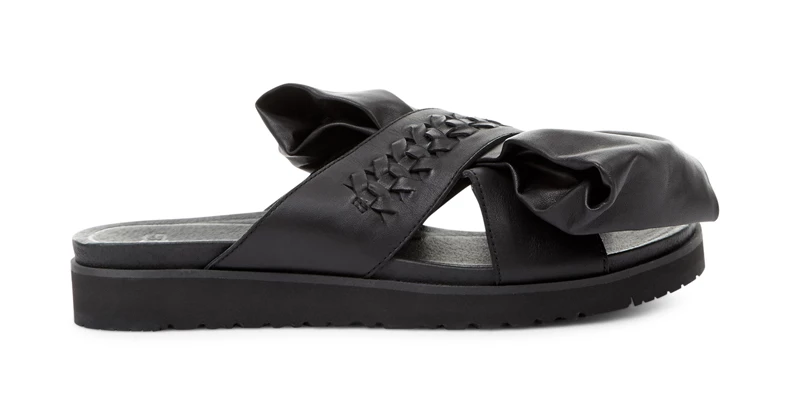 Ugg x Preen 聯名系列Raven Bow 黑色平底涼鞋，11,500元。