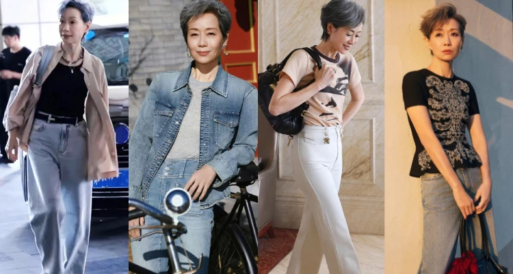 T-Shirt搭配直筒、寬鬆或微喇叭牛仔褲,可說是穿搭風格中,最歷久不衰、永不過時的經典組合。葉童也時常以這樣的基本款造型示人,不靠過度修飾或刻意堆砌風格,而是以最純粹的單品展現她62歲仍然自然、自在的樣貌。