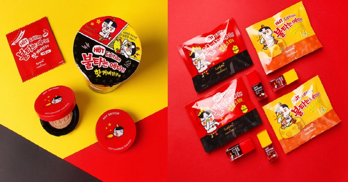 泡麵打開竟是化妝品?TONYMOLY與韓國辣雞麵聯名彩妝,一開賣就讓韓妞們「HOT」到不行