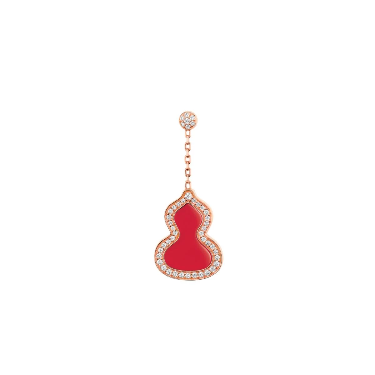 Qeelin Wulu 18K玫瑰金鑽石及紅瑪瑙小型耳環。(價格 NTD 135,000)
