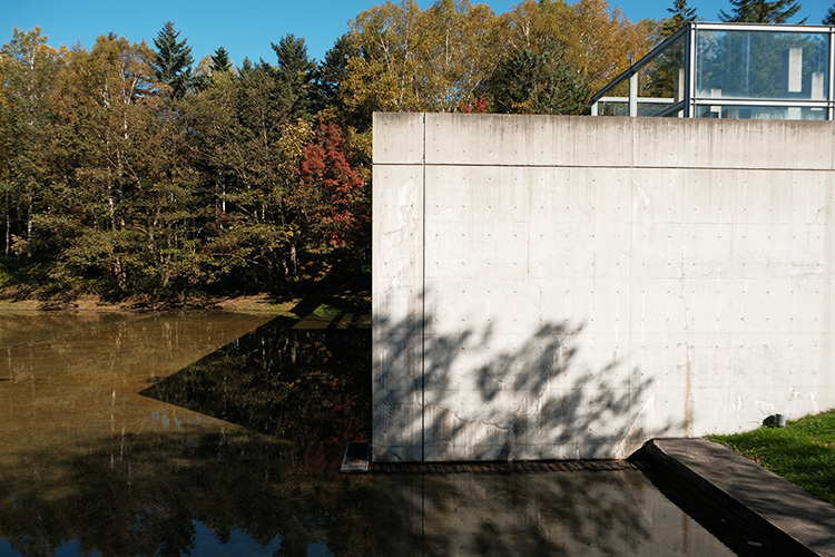 盛夏時綠意婆娑，冬日裡白雪覆地，水之教堂的池面隨光影變幻出不同的詩意景象。這裡無須言語，只要靜靜凝視，便能感受到呼吸與心跳與空間融為一體的寧靜力量。