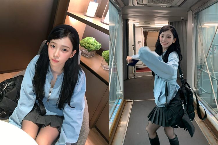 帶點霧感的天空藍，也是相當適合秋冬的顯白冷色調。這類偏霧藍的顏色不會過於跳色，也不會反灰，反而能在冷光環境下修飾暗沉。