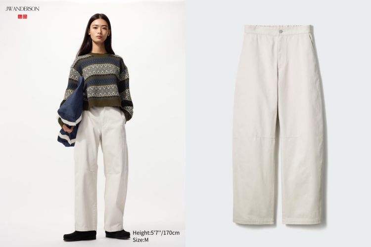 採用帶有細緻起毛感的棉質與嫘縈混紡，布料本身就帶著柔軟光澤與自然垂墜，一穿上就能看出JWAnderson 擅長的「鬆而有型」輪廓。