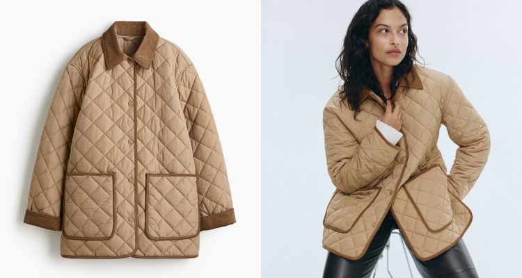 這款工裝外套以尼龍薄鋪棉為核心，更輕量也更保暖，外層採用紋理細緻的尼龍面料，搭配絨布領口、袖口與飾邊，正面以按扣開襟設計，外縫前袋不只實用，也延伸工裝氛圍。