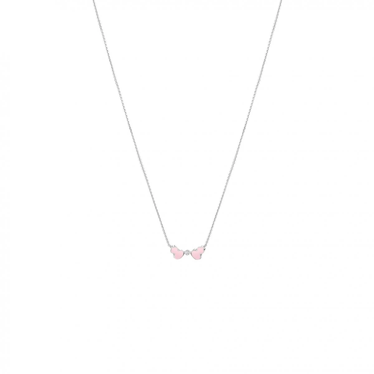 Qeelin Wulu 18K白金鑽石及粉紅色 HyCeram® 項鍊。(價格 NTD 63,000)