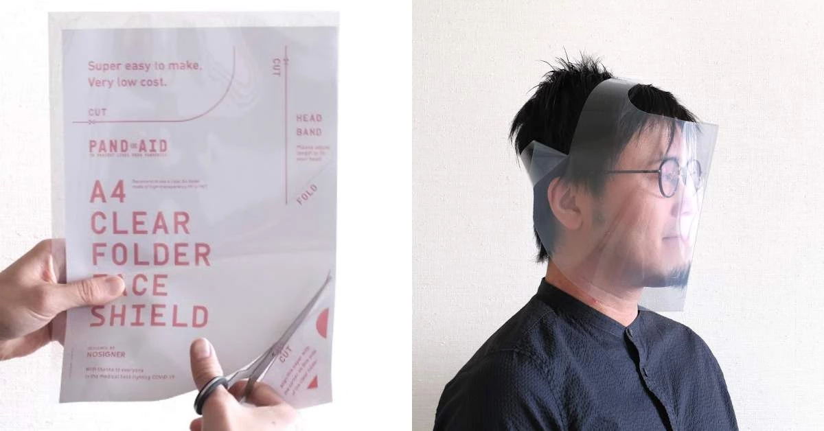 防疫面罩DIY自己做!只要一張A4透明資料夾,日本設計師教你30秒做出「拋棄式防疫面罩」
