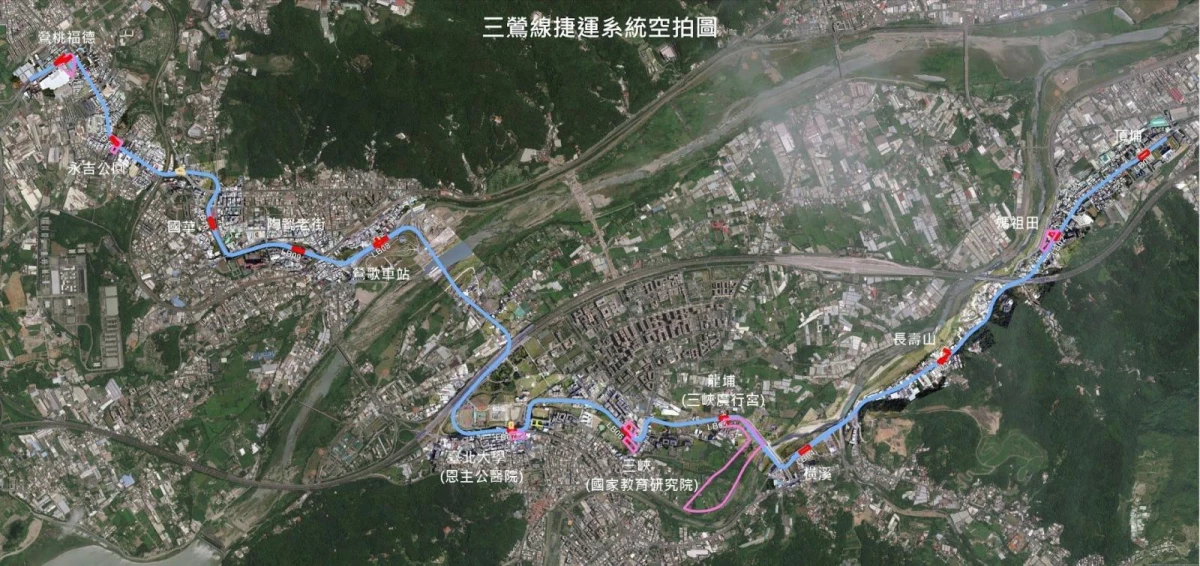 LB07 台北大學站（恩主公醫院）：三峽復興路；LB08 鶯歌車站：鶯歌三鶯新生地、鶯歌堤外道路北側；LB09 陶瓷老街站：鶯歌溪側三號公園；LB10 國華站：鶯歌國華路近光明街口西側；LB11 永吉公園站：鶯歌鶯桃路、德昌二街口；LB12 鶯桃福德站：鶯歌區鶯桃路、福德一路口。