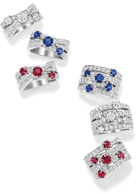 Harry Winston Crossover系列,紅寶石及藍寶石珠寶,價格店洽。