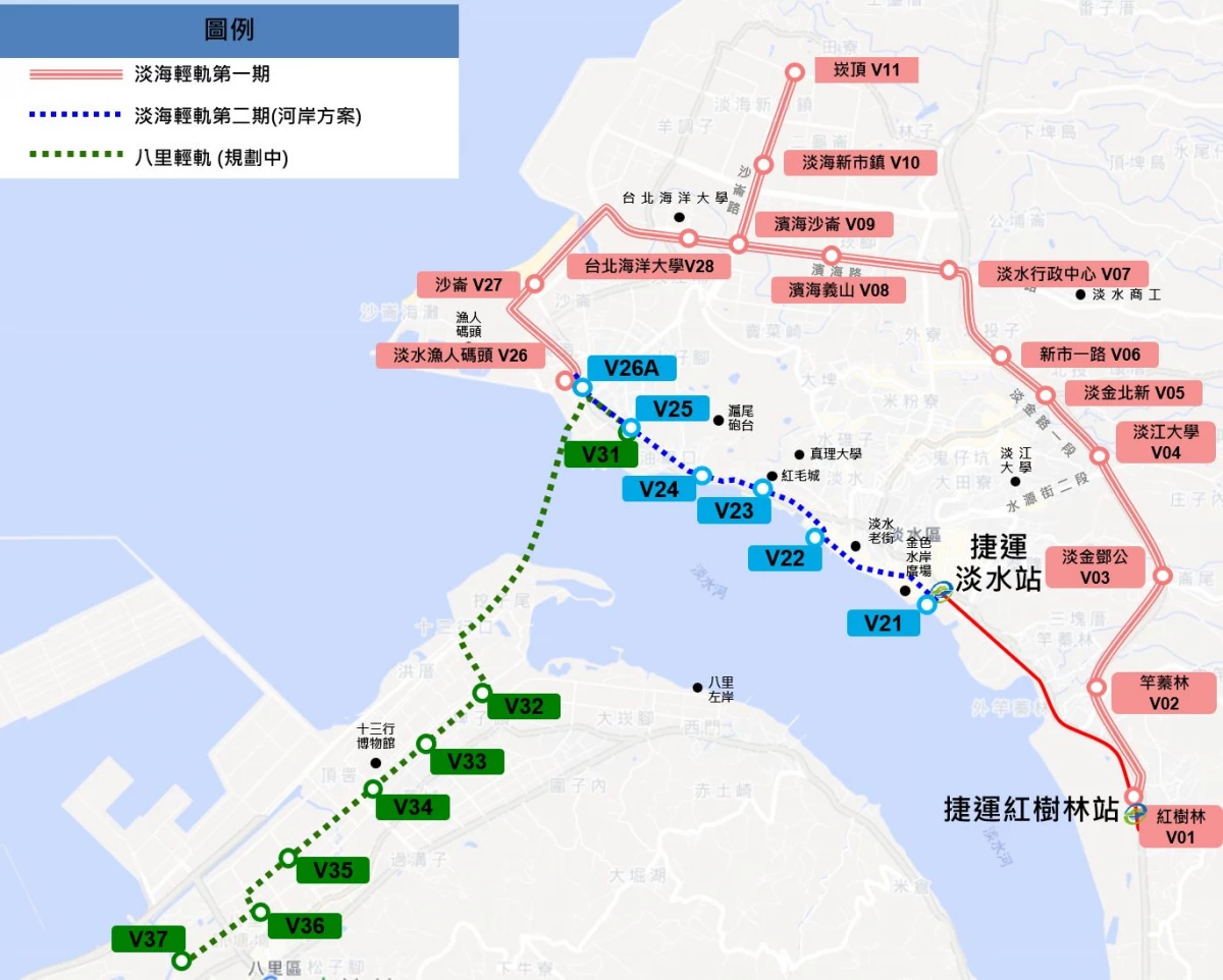 新北「淡海輕軌二期」正式動工,路線沿淡水河岸延伸至漁人碼頭,串聯國際地標淡江大橋,規劃 6 座車站,打造完整的環狀輕軌路線。二期工程不僅可改善淡水交通壅塞,並提供綠色低碳公共運輸;以台北捷運紅線「淡水站」為起點,串聯既有淡海輕軌「淡水漁人碼頭站」,與第一期路線整合,形成完整環狀系統。工程已正式動工,最快於 2030 年完工。
