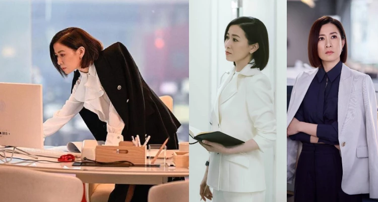 從《新聞女王》第一季到正在On檔的第二季,佘詩曼所飾演的女主角文慧心,其主播造型有超過八成都盡可能地維持在黑、白、灰的專業色系。這樣的穿搭顏色選擇,不僅突顯了她在鏡頭前的權威感,也讓整體造型簡潔俐落、易於搭配各種單品。