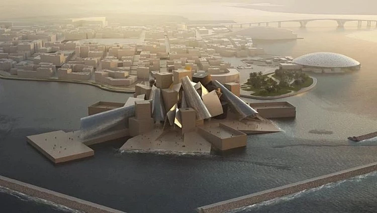 「當代建築巨匠」法蘭克・蓋瑞(Frank Gehry)辭世後,也為這座備受期待、遲遲未開幕的阿布達比古根漢美術館(Guggenheim Abu Dhabi)賦予全新意義。這是他辭世時仍在進行中的多個項目之一(其中,中國醫藥大學美術館也是他在台灣的重要遺作)。建築外觀看似混亂,卻充滿張力的曲面與稜角體量,大小、形狀與材質各異,展現玩心十足的建築新地標。