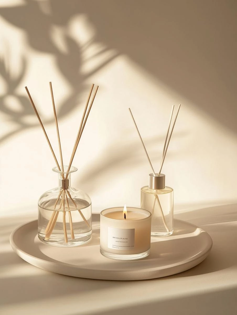木質桌面與香氛配件