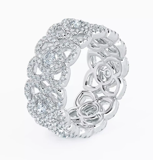 De Beers「Enchanted Lotus」18K白金鑽石戒指,約NTD 266,000