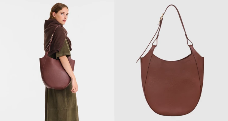 Longchamp「Le Foulonné」半月形單肩包真的超耐看!細膩的粒面牛皮摸起來很有質感,又夠挺、不會軟趴趴,帶出門完全有加分效果。