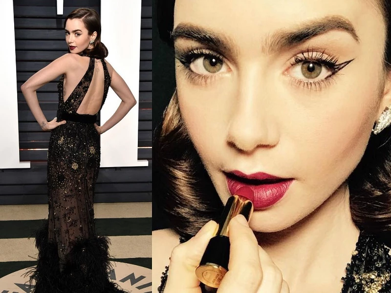 奧斯卡紅毯算什麼！After party上 Lily Collin 的「空心眼線」才是搶盡風采