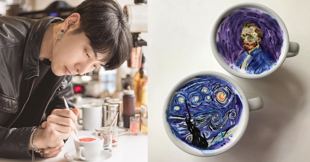 來杯韓國帥哥咖啡師做的咖啡!名畫、卡通都難不倒他