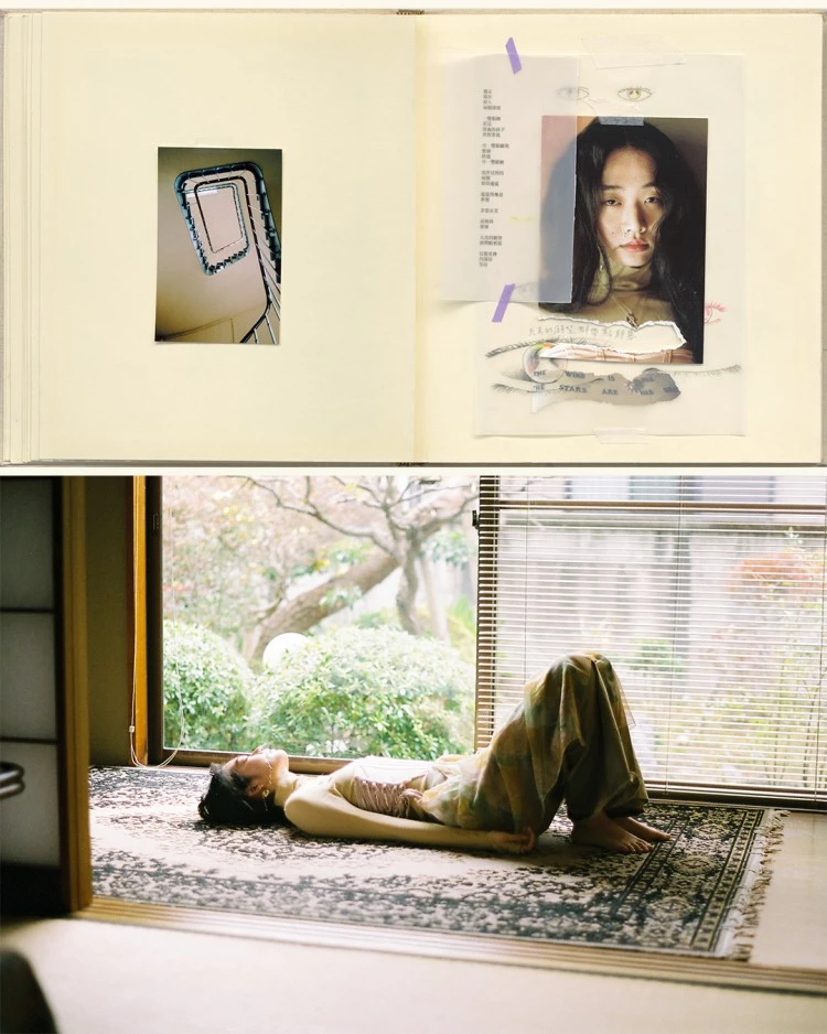 牆面的一隅，威威以古老希臘神話為題的攝影計畫「Habitat」展開，各種方式的呈現，讓影像中模特兒的眼神與姿態在光影間閃爍。