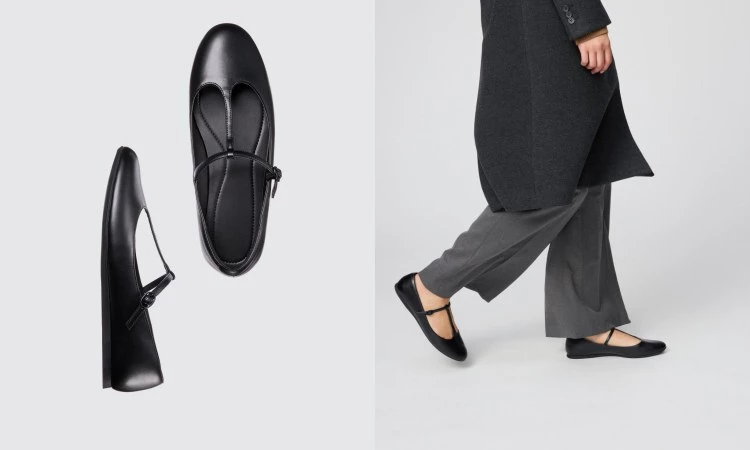 Uniqlo：C 2025秋冬系列芭蕾舞平底鞋，商品價格 NTD 990。