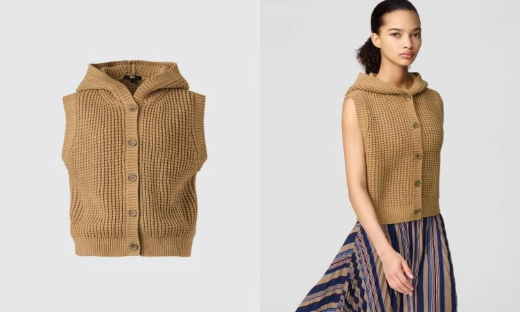 Uniqlo：C 2025秋冬系列針織連帽背心，商品價格 NTD 1,290。