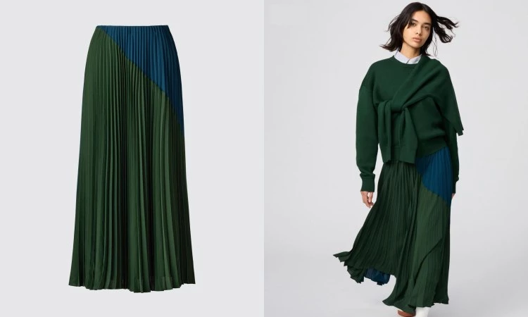 Uniqlo：C 2025秋冬系列細褶長裙，商品價格 NTD 1,490。