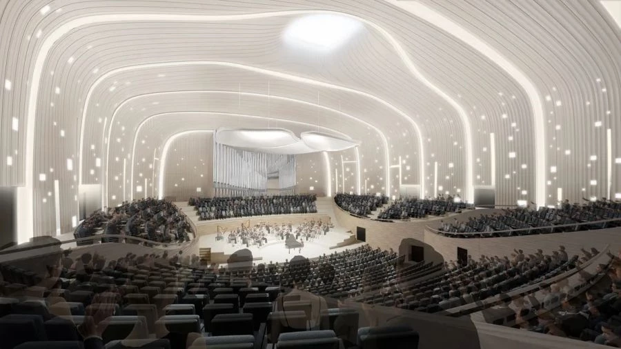 音圖中心將打造國際級音樂場館。音樂廳包含 1,500 席葡萄園式交響音樂廳、600 席演奏廳及相關表演支援空間,演出形式以自然聲響為主。並規劃大/小/合奏/個別練習室,除供常駐樂團排練使用外,合奏與個別練習室亦可對外租借,提供地區學生與音樂團體使用,提升音樂能量。