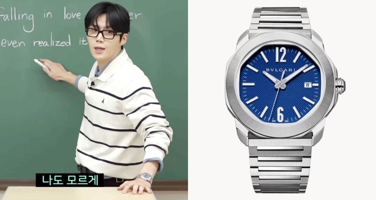 金宣虎又在節目中戴上了Bvlgari「Octo」系列,只不過這次換成了「Roma」藍色款。採用似圓非圓的八角形錶殼,既是現代風格的象徵,也巧妙融合了義大利設計美學與瑞士精湛製錶工藝。