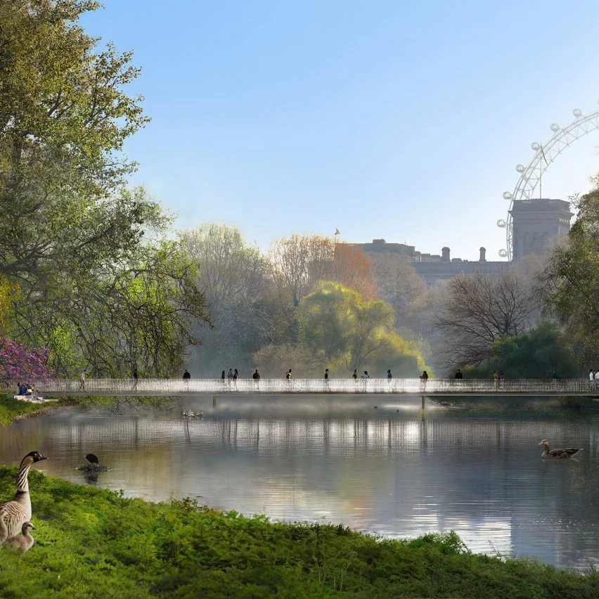 位於倫敦聖詹姆士公園(St. James's Park)的新地標:伊莉莎白二世女王紀念館(Queen Elizabeth II Memorial),由 Foster + Partners(福斯特建築事務所)設計。計畫將打造半透明玻璃欄杆橋、一座女王雕像、兩座新入口門以及兩座新花園。