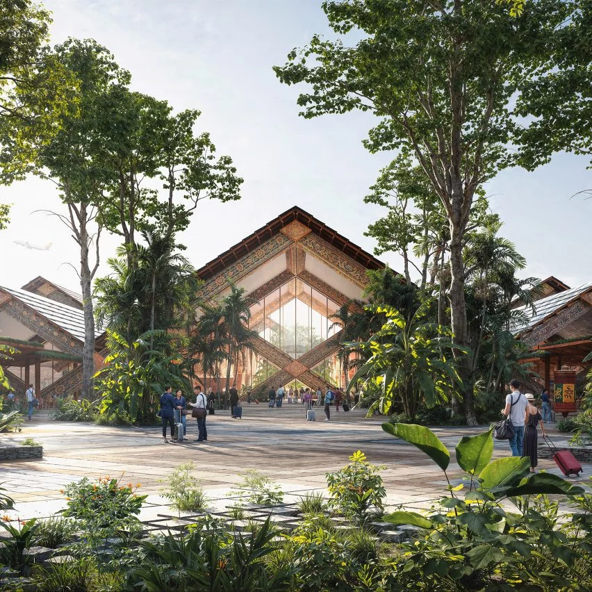 丹麥建築事務所 Bjarke Ingels Group(BIG)於今年 3 月公布不丹南部新機場設計:蓋勒普國際機場(Gelephu International Airport, GLU),採用膠合層壓木作為主要結構,預計 2029 年啟用。機場以菱格網狀結構結合當地工匠雕刻的龍形木雕,展現地方文化特色,並作為城市計畫的一部分,規劃瑜伽、頌缽療癒與冥想空間,融合交通與身心靈體驗。